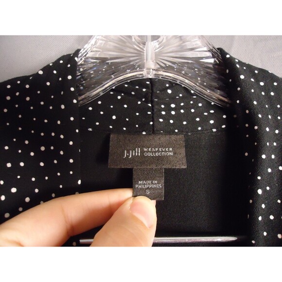J Jill Wearever Collection Faux Wrap Dress Womens Small Black/White Polka Dot - Picture 6 of 13